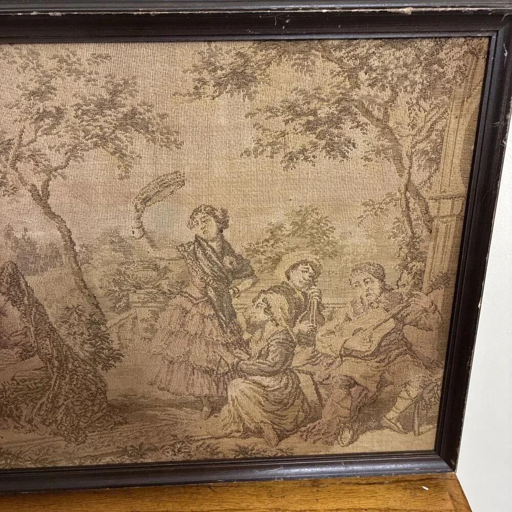 Vintage French (?) European Needlepoint Tapestry   18 Tall x 26.25 Wide x 2 Deep